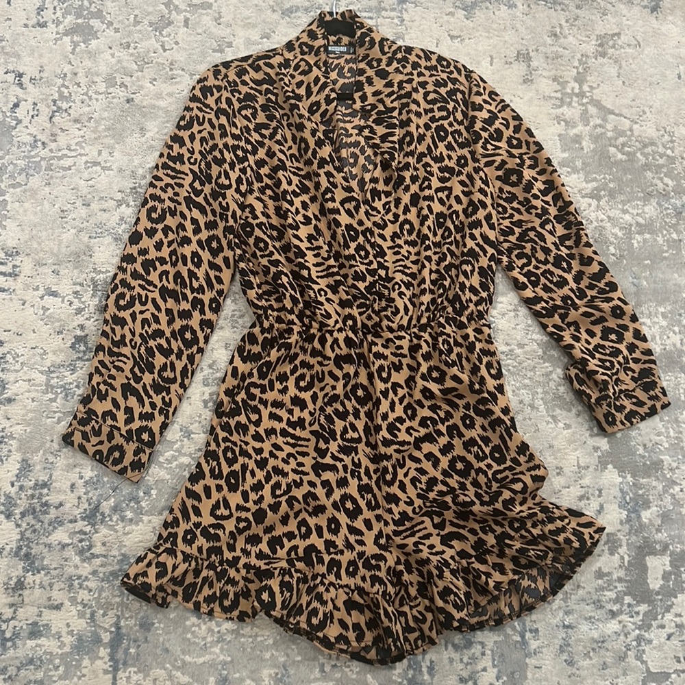 Leopard ruffle romper